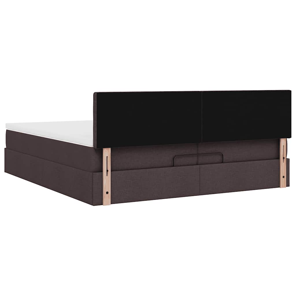 Otomanski krevet s madracem tamnosmeđi 200x200 cm tkanine
