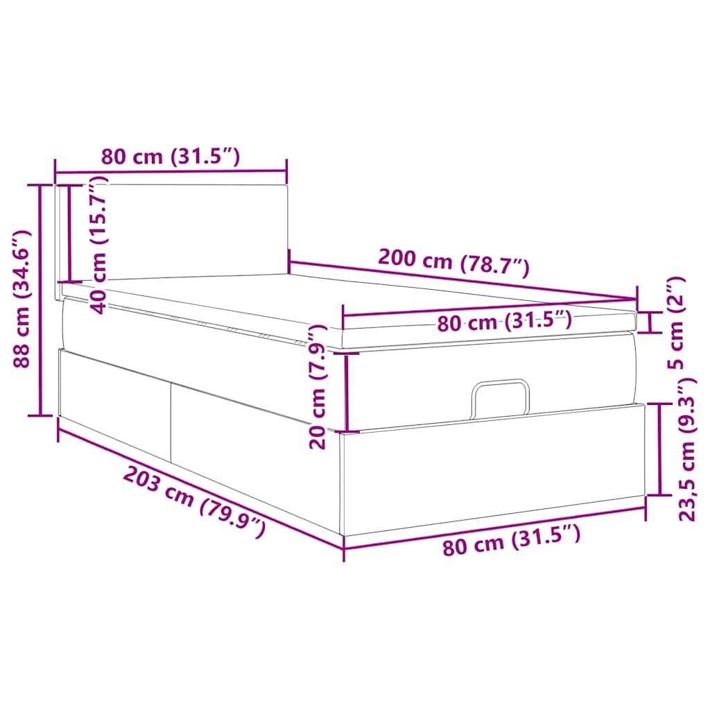Okvir za krevet s madraca svjetlosivi 80x200 cm baršunasti