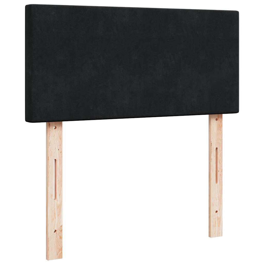 Otomanski okvir kreveta s madraca crni 90x200cm baršunasti