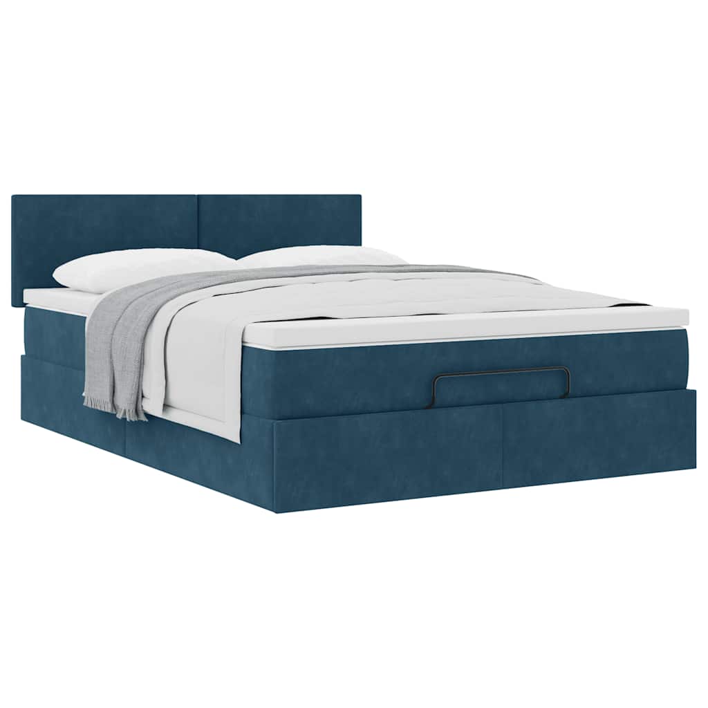 Ottoman krevet s madracem tamnoplavi 140x200 cm baršun