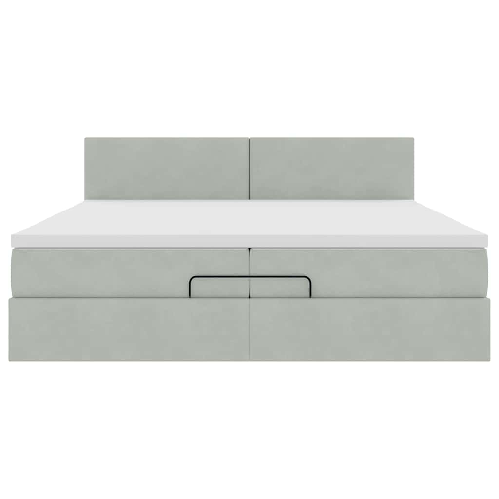 Ottoman krevet s madracem svijetlo sivi 200x200 cm baršun