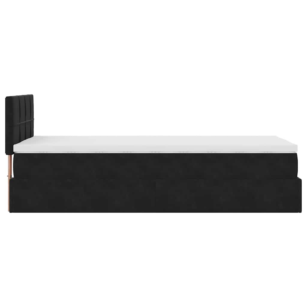 Otomanski okvir kreveta s madraca crni 90x200cm baršunasti