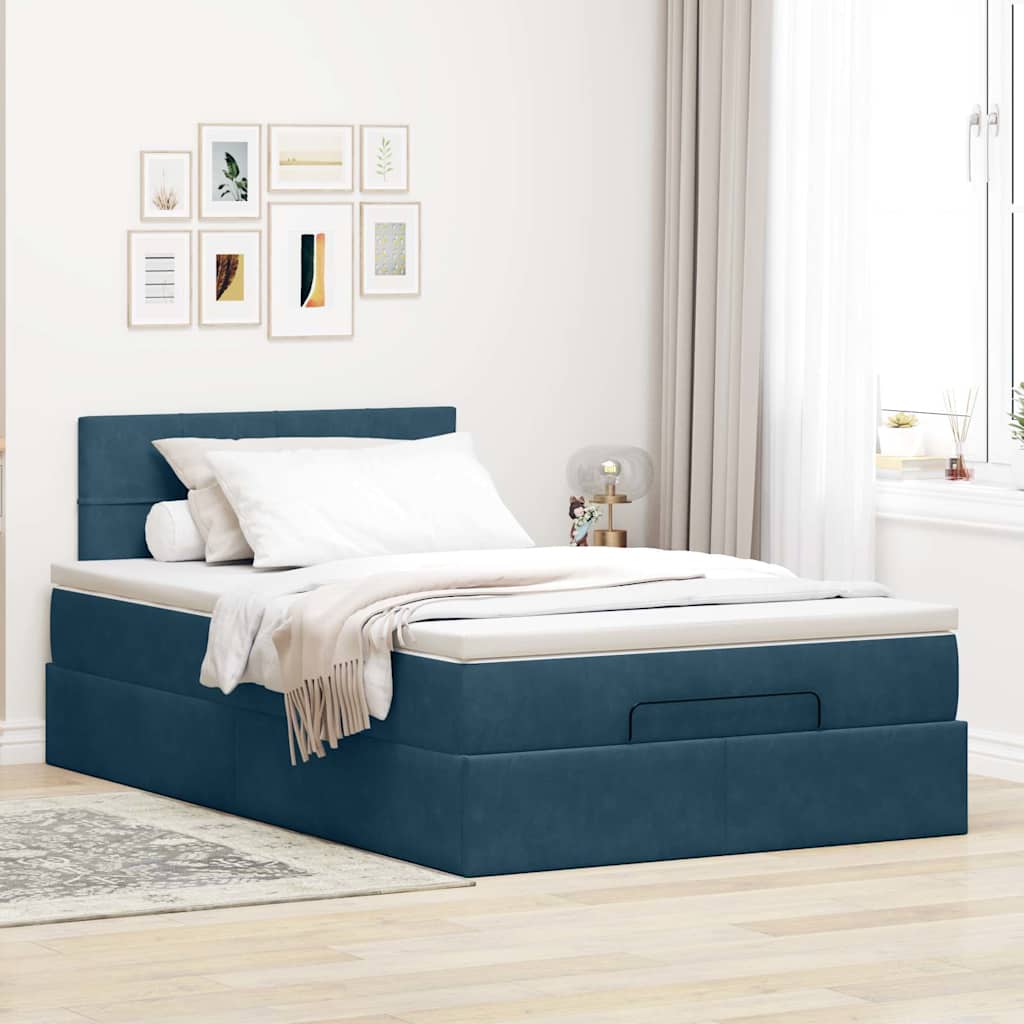 Otomanski krevet s madraca tamnoplavi 120x190 cm baršunasti