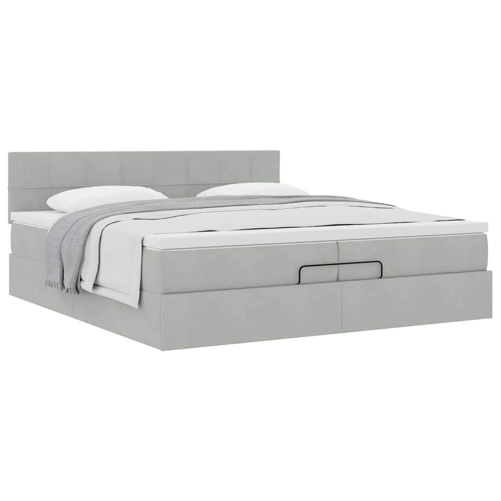 Ottoman krevet s madracem svijetlo sivi 200x200 cm baršun