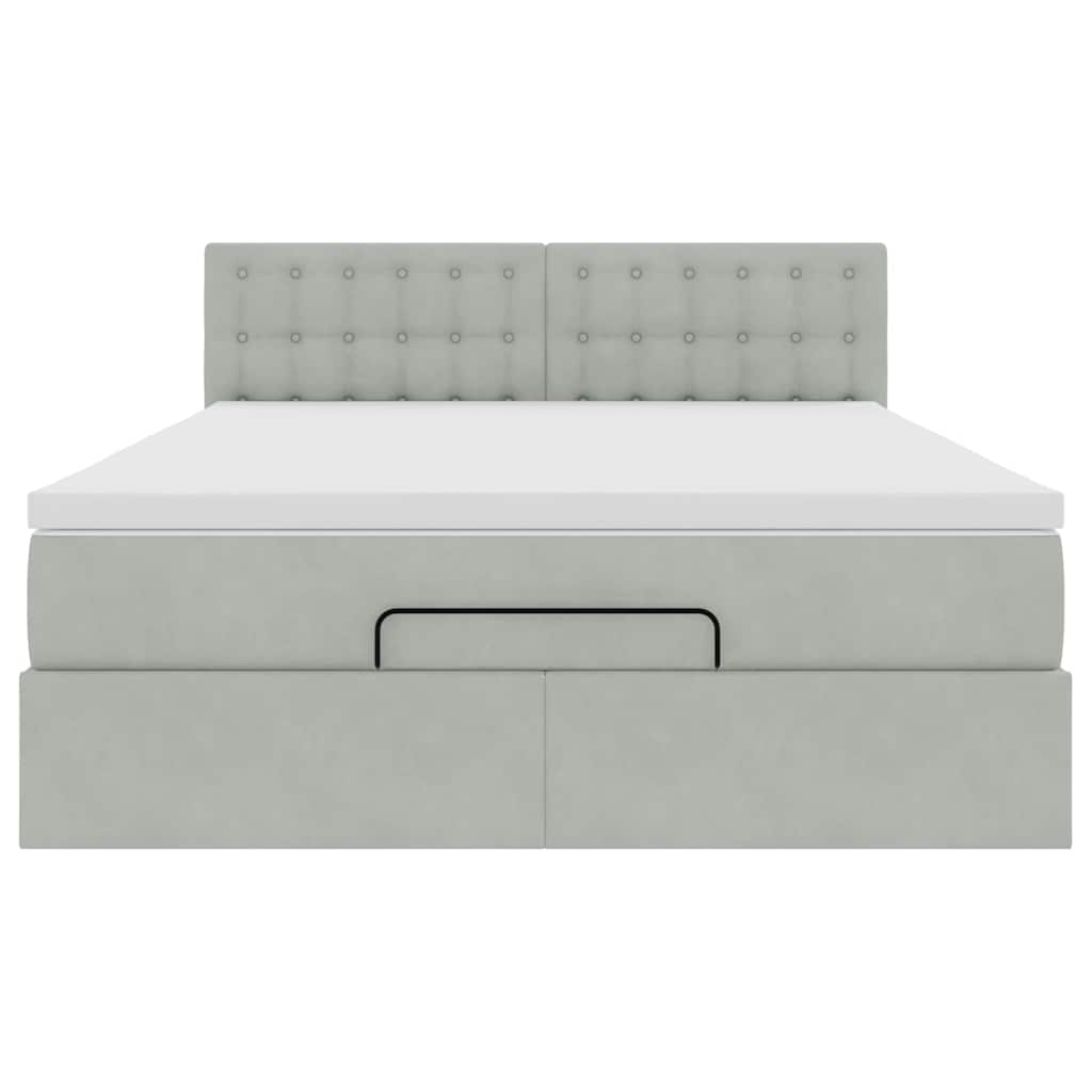 Otomanski krevet s madracem svijetlosivi 140x190 cm baršunasti