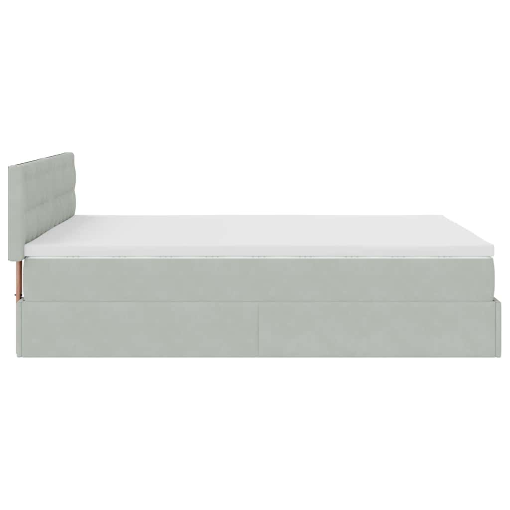 Otomanski krevet s madracem svijetlosivi 140x190 cm baršunasti