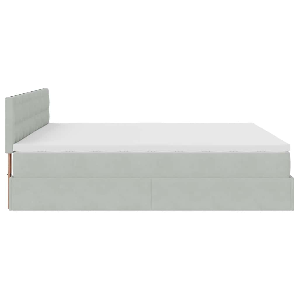 Otomanski krevet s madracem svijetlosivi 180x200 cm baršunasti