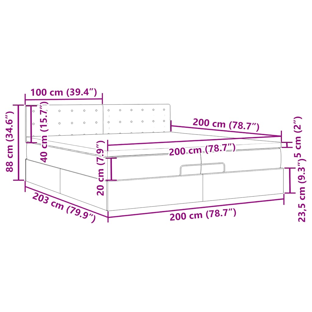 Ottoman krevet s madracem tamnoplavi 200x200 cm baršun