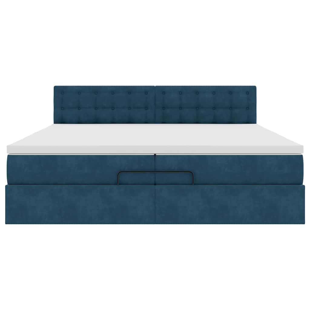 Ottoman krevet s madracem tamnoplavi 200x200 cm baršun