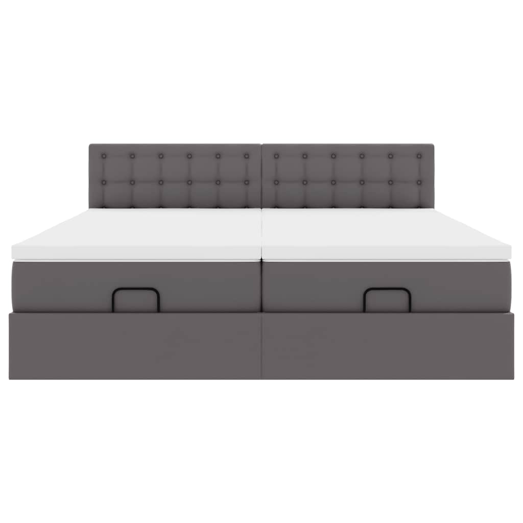 Otomanski okvir kreveta s madracima sivi 180x200cm umjetna koža