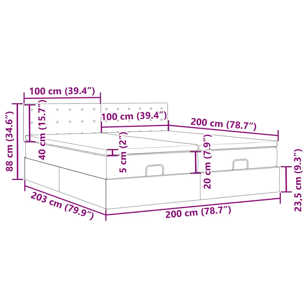 Okvir kreveta s madracima bijela 200x200 cm umjetna koža