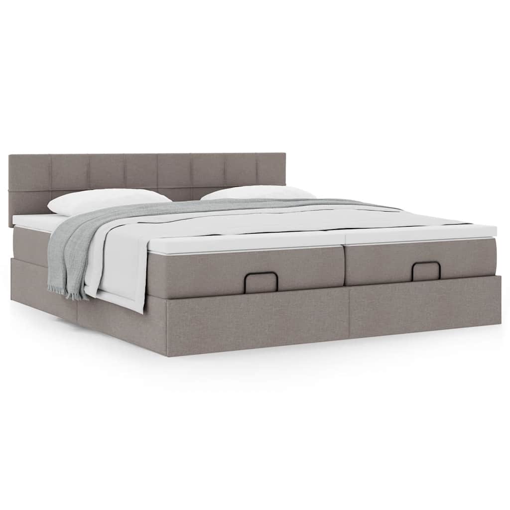 Ottoman krevet s madracima, taupe 160x200 cm, tkanina