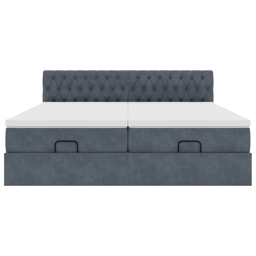 Okvir kreveta s madracima tamnosivi 200x200cm baršunasti