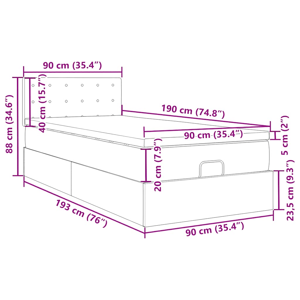 Okvir kreveta s madracem cappuccina 90x190cm umjetna koža
