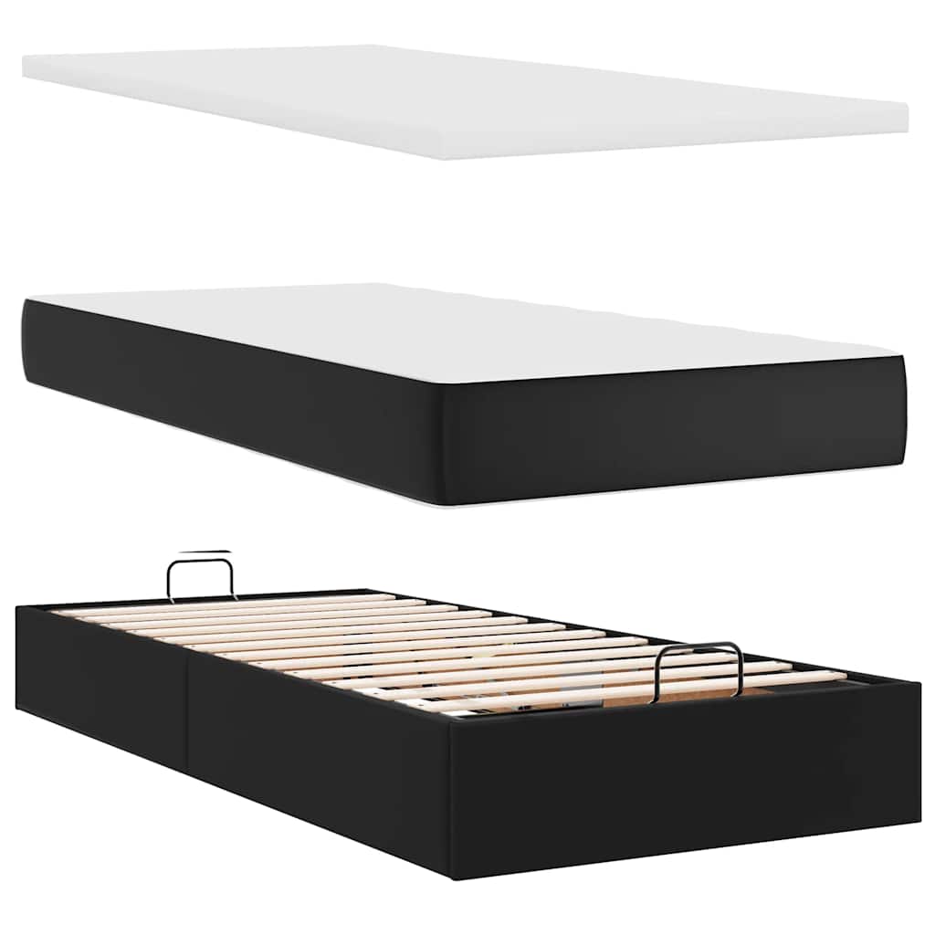 Otomanski okvir kreveta s madracem crni 90x200 cm umjetna koža