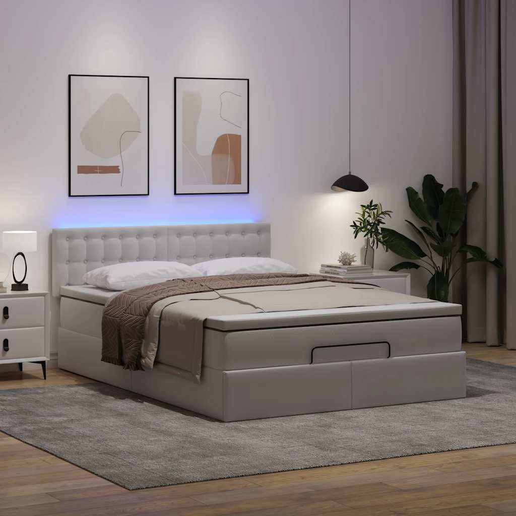 Otomanski krevet s madracima i LED 140x200cm umjetna koža