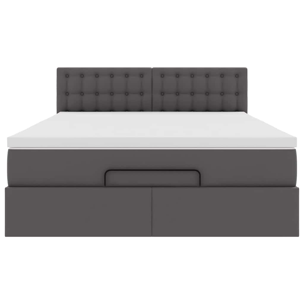 Otomanski krevet s madracima i LED sivi 140x200cm umjetna koža