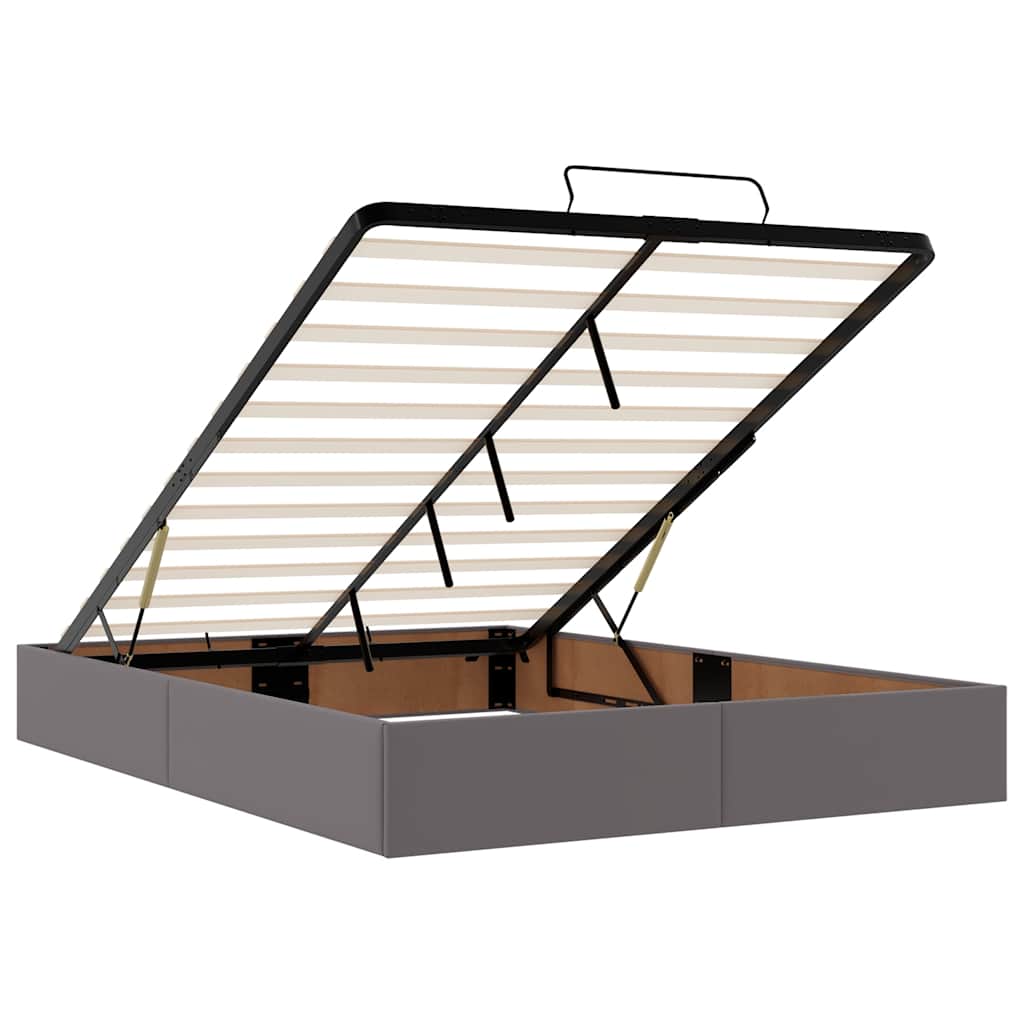 Otomanski krevet s madracima i LED sivi 140x200cm umjetna koža