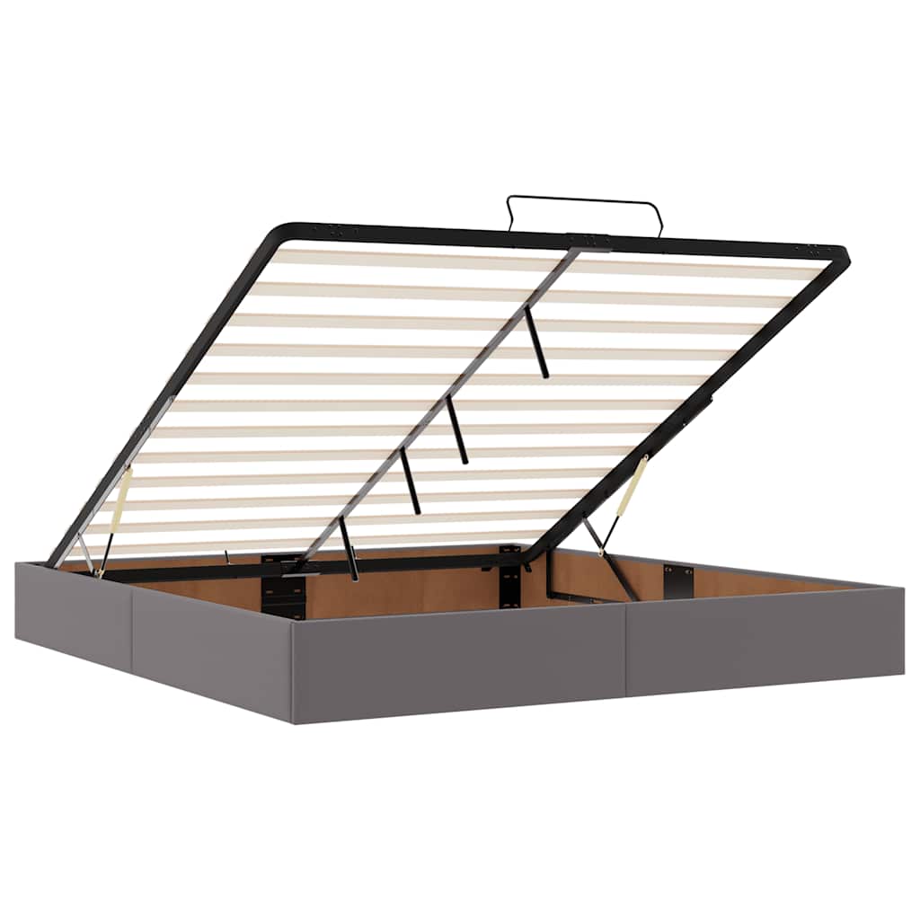 Otomanski krevet s madracima i LED sivi 180x200 cm umjetna koža