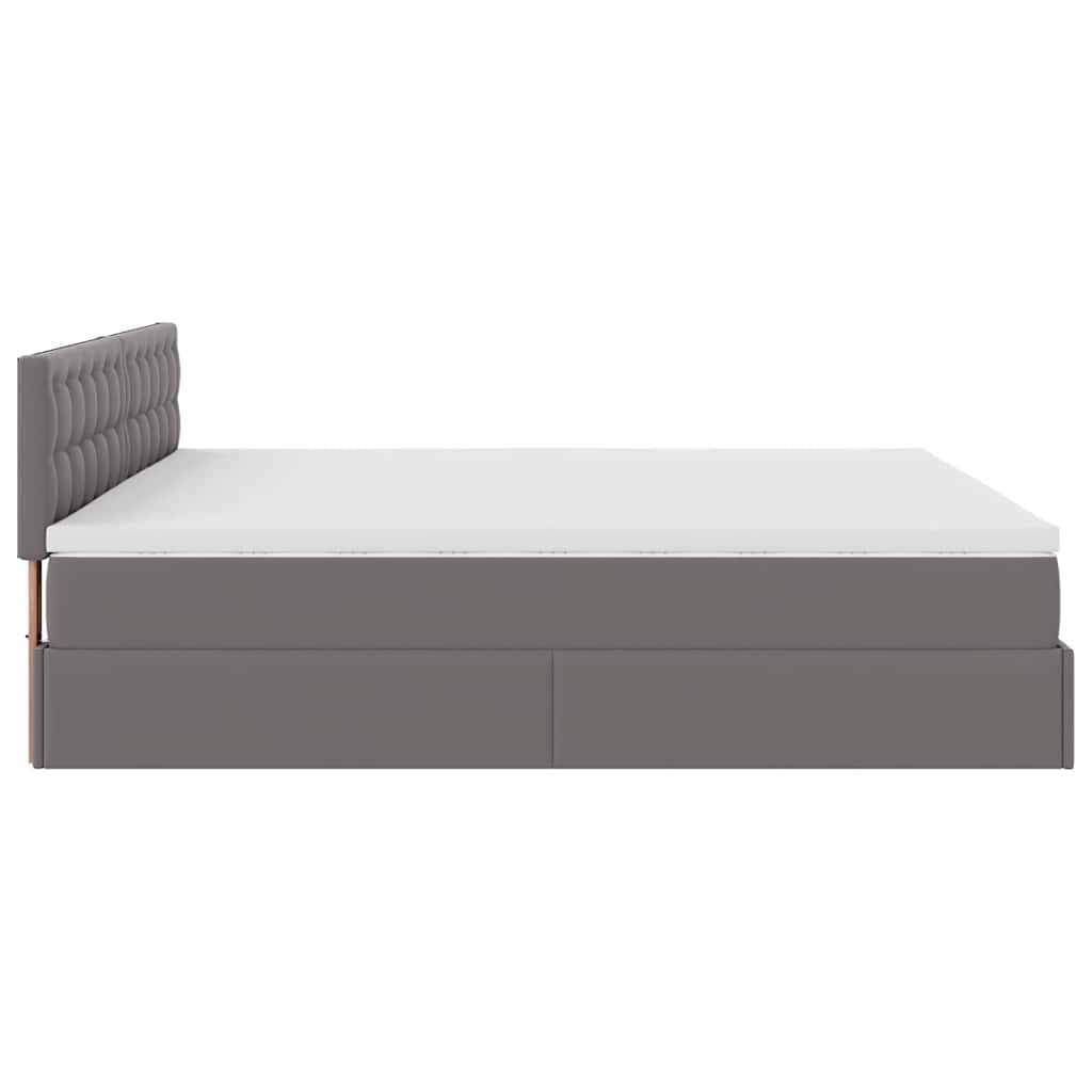 Otomanski krevet s madracima i LED sivi 180x200 cm umjetna koža