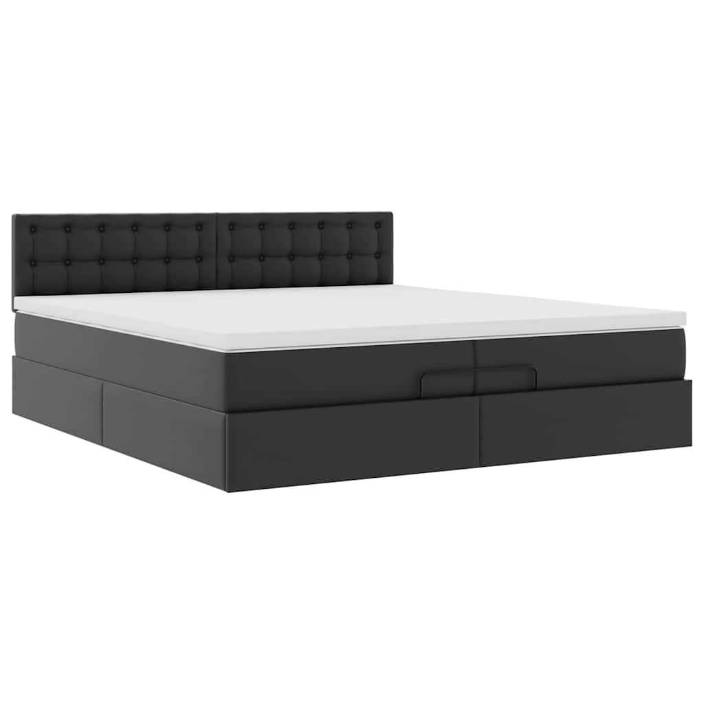 Otomanski okvir kreveta s madracem crni 200x200cm umjetna koža