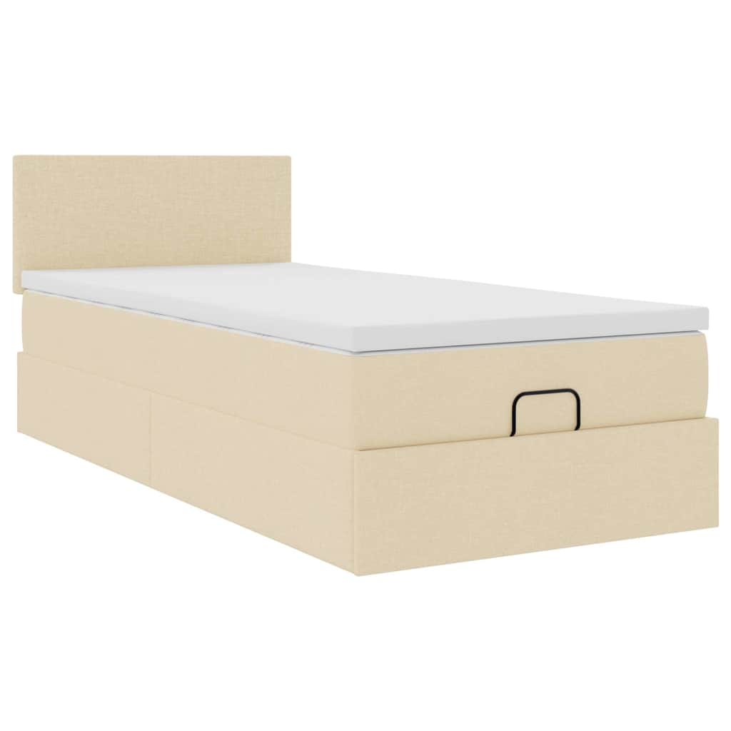 Otomanski okvir kreveta s madraca krem 80x200cm od tkanine