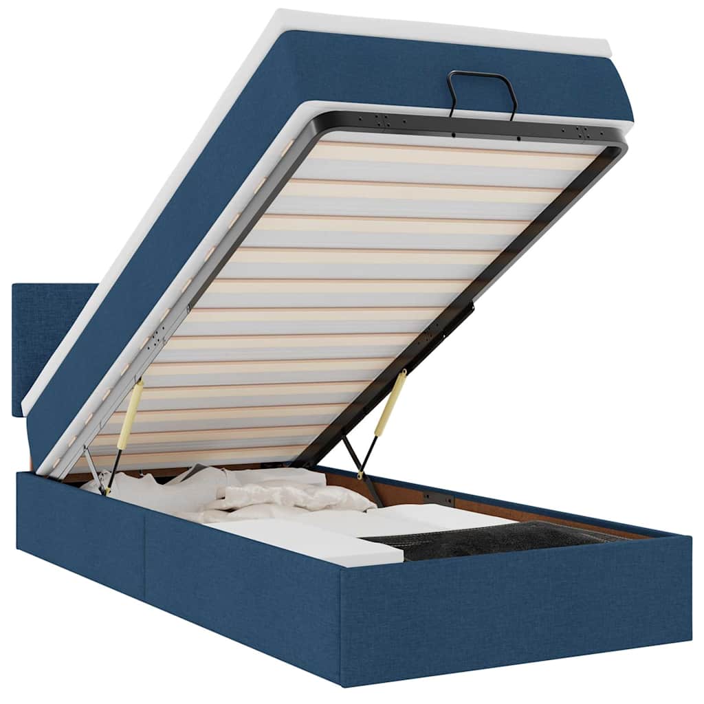 Otomanski krevet s madracem i LED plavi 100x200 cm tkanine