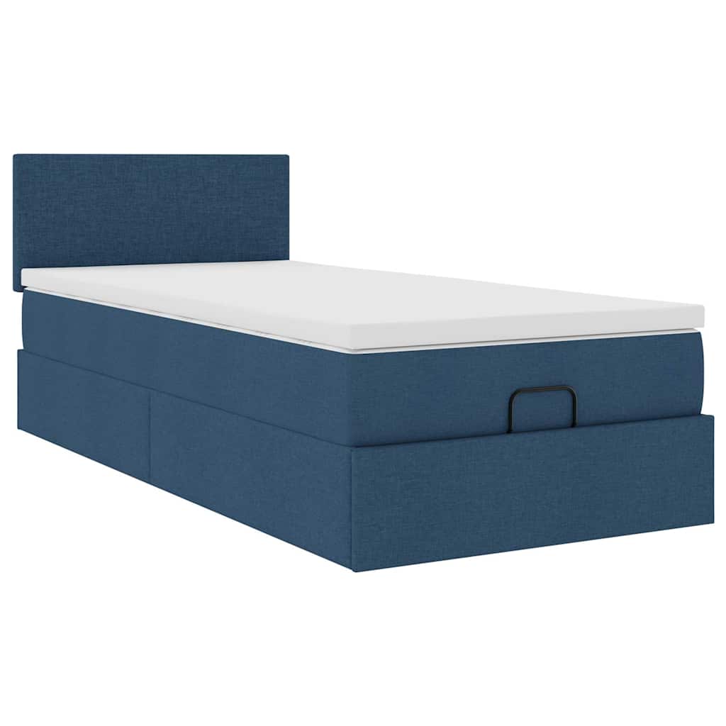 Otomanski krevet s madracem i LED plavi 100x200 cm tkanine