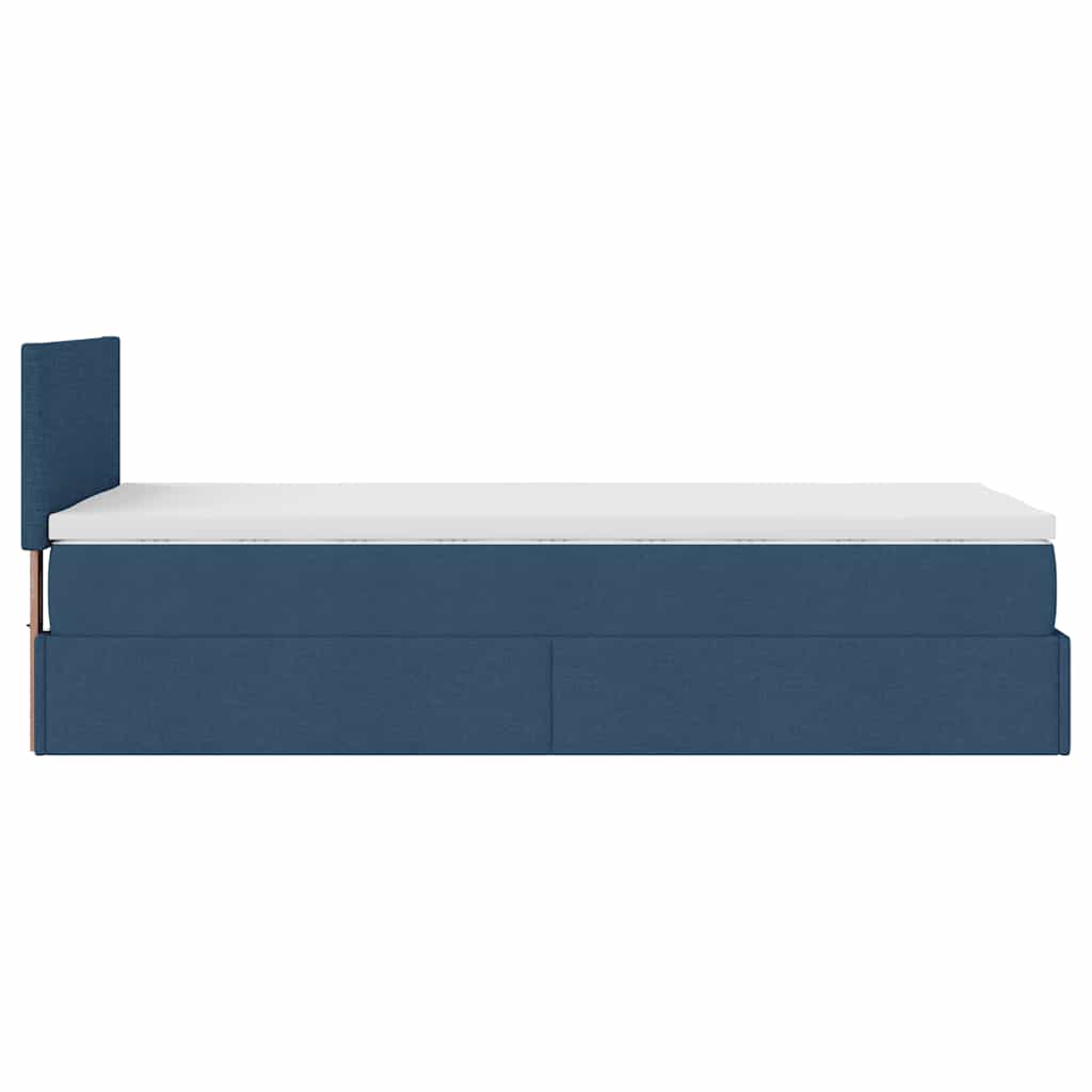 Otomanski krevet s madracem i LED plavi 100x200 cm tkanine