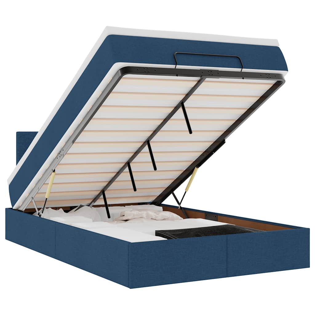 Otomanski krevet s madracem i LED plavi 120x200 cm tkanine