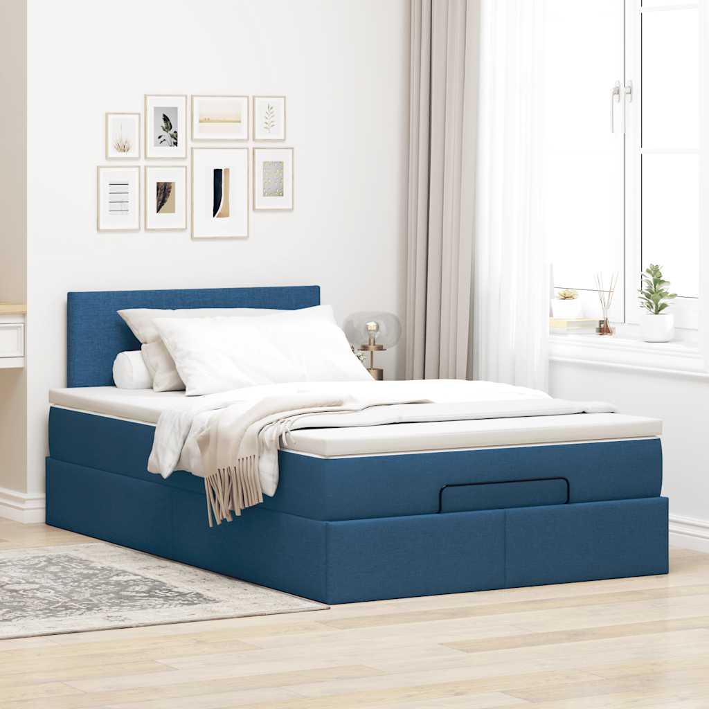 Otomanski krevet s madracem i LED plavi 120x200 cm tkanine