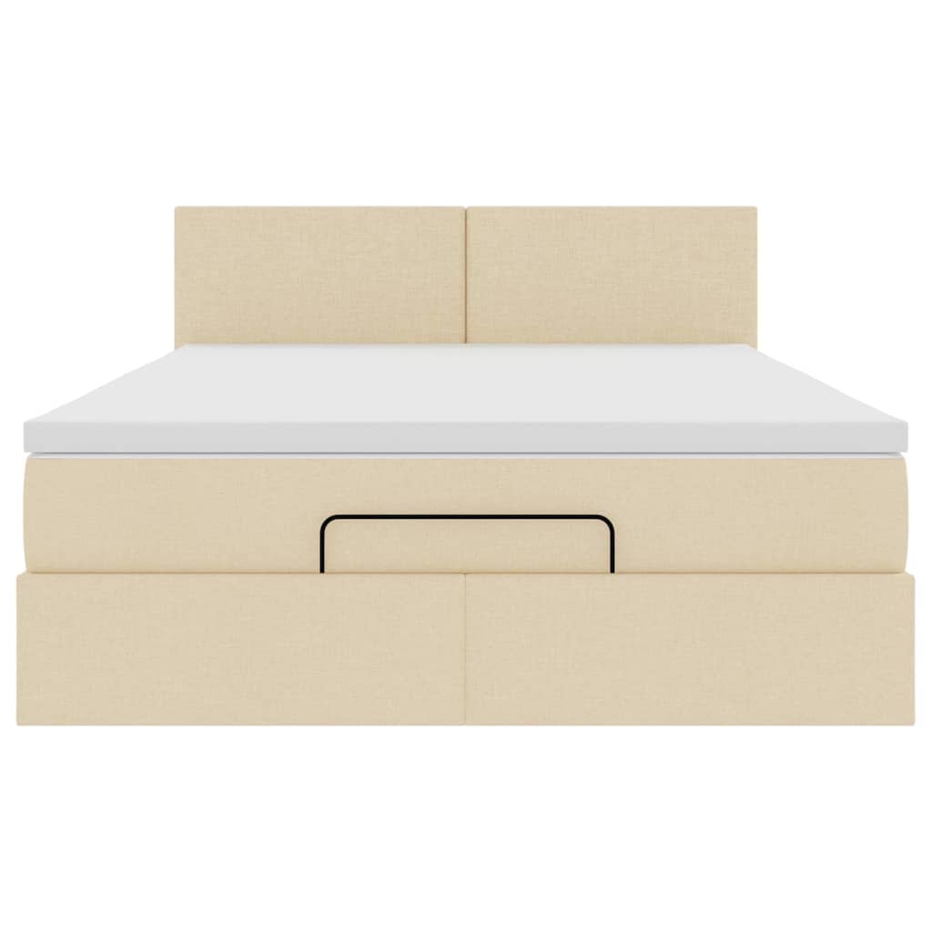Otomanski krevet s madracem i LED krem 140x190 cm tkanine