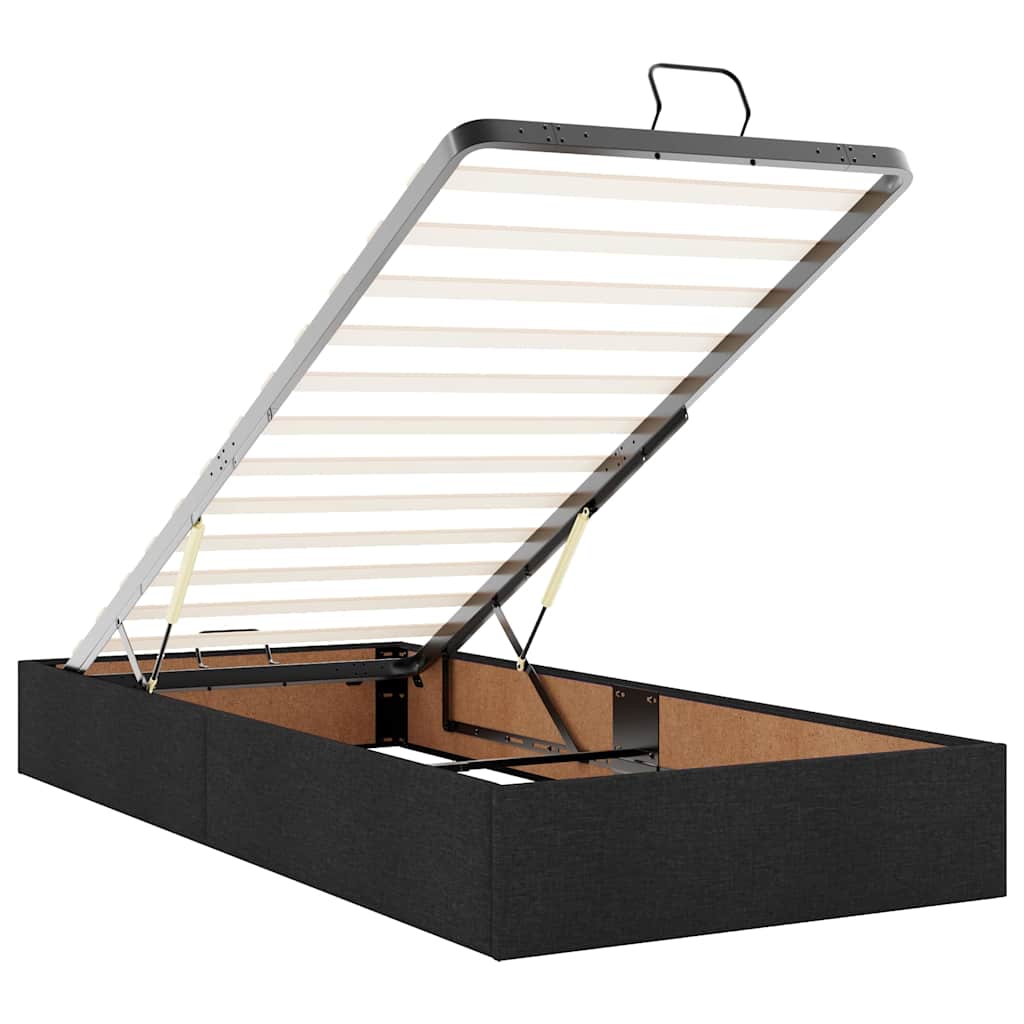 Otomanski krevet s madracem crni 100x200 cm tkanine