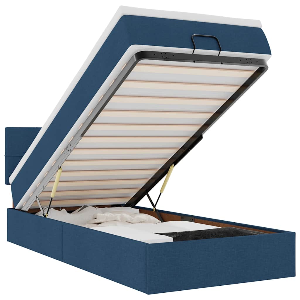 Otomanski krevet s madracem i LED plavi 100x200 cm tkanine