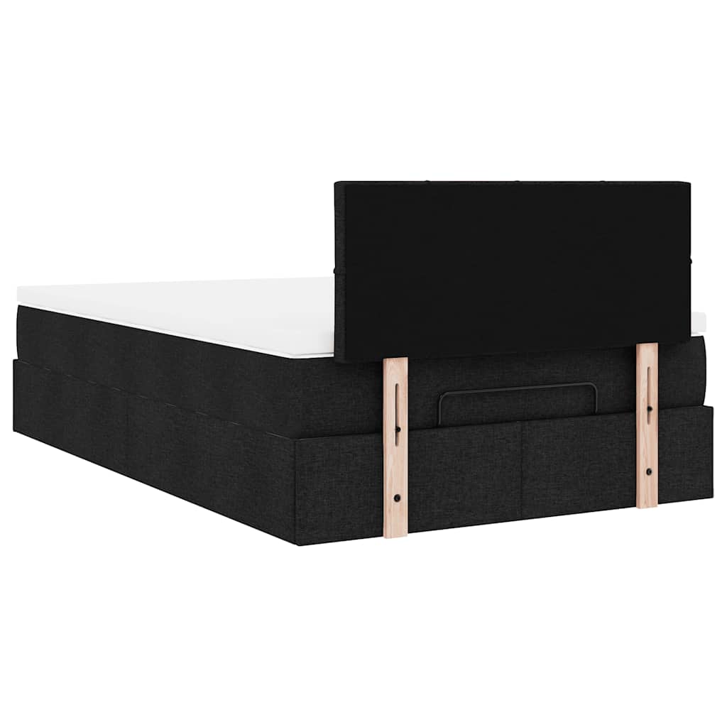 Otomanski krevet s madracem crni 120x200 cm tkanine