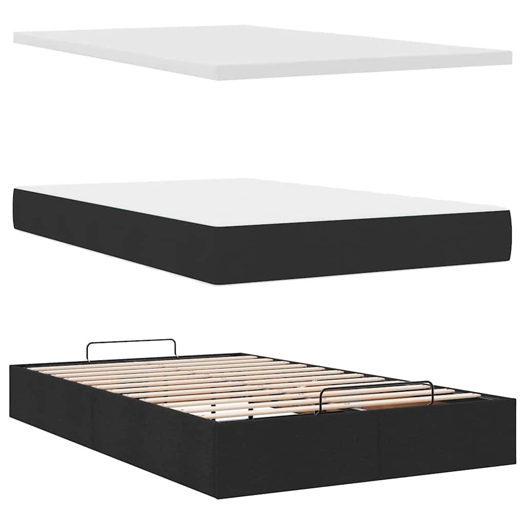 Otomanski krevet s madracem crni 120x200 cm tkanine