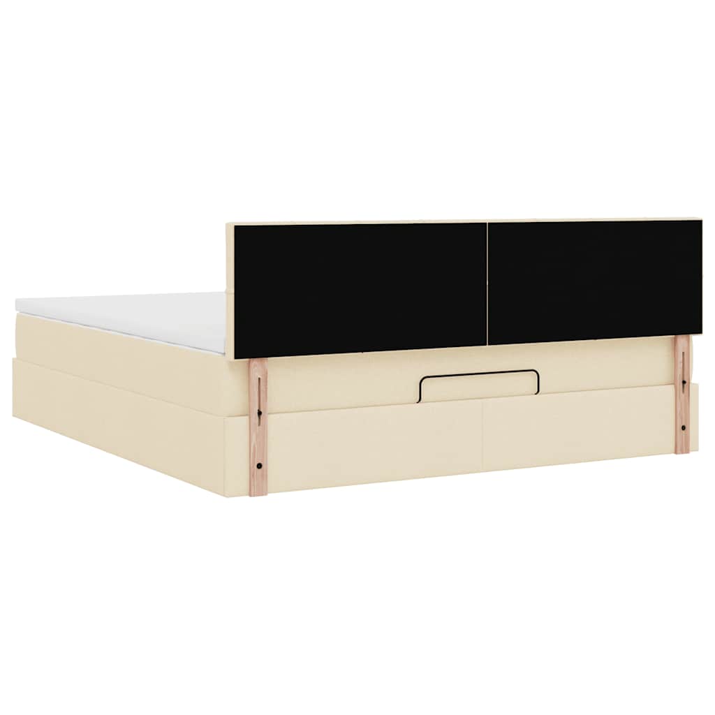 Otomanski krevet s madracem i LED krem 160x200cm tkanine