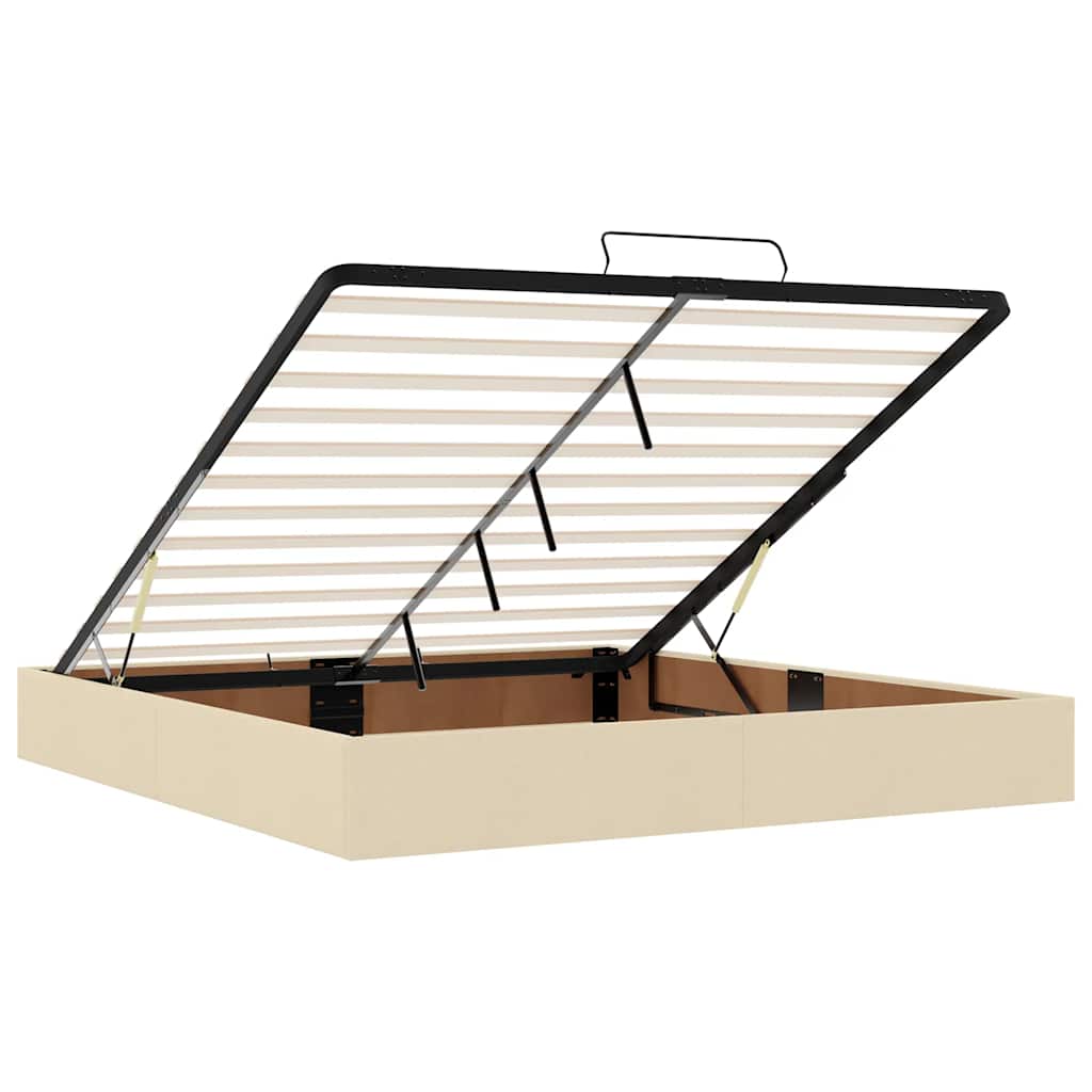Otomanski krevet s madracem i LED krem 160x200cm tkanine