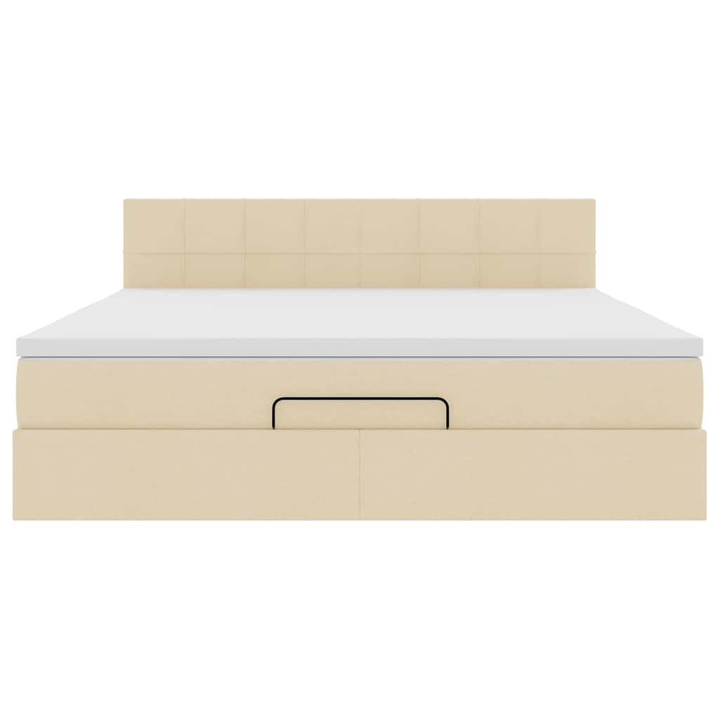 Otomanski krevet s madracem i LED krem 160x200cm tkanine