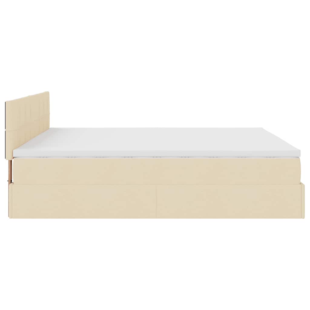 Otomanski krevet s madracem i LED krem 160x200cm tkanine