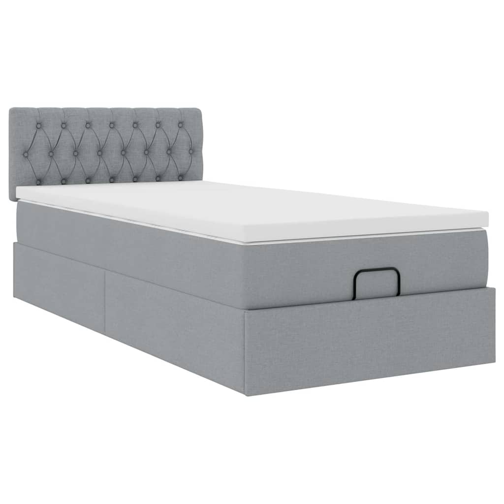 Otomanski krevet s madracem i LED svijetlosiva 80x200cm tkanina