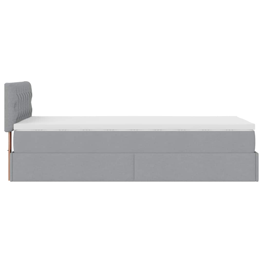 Otomanski krevet s madracem i LED svijetlosiva 80x200cm tkanina
