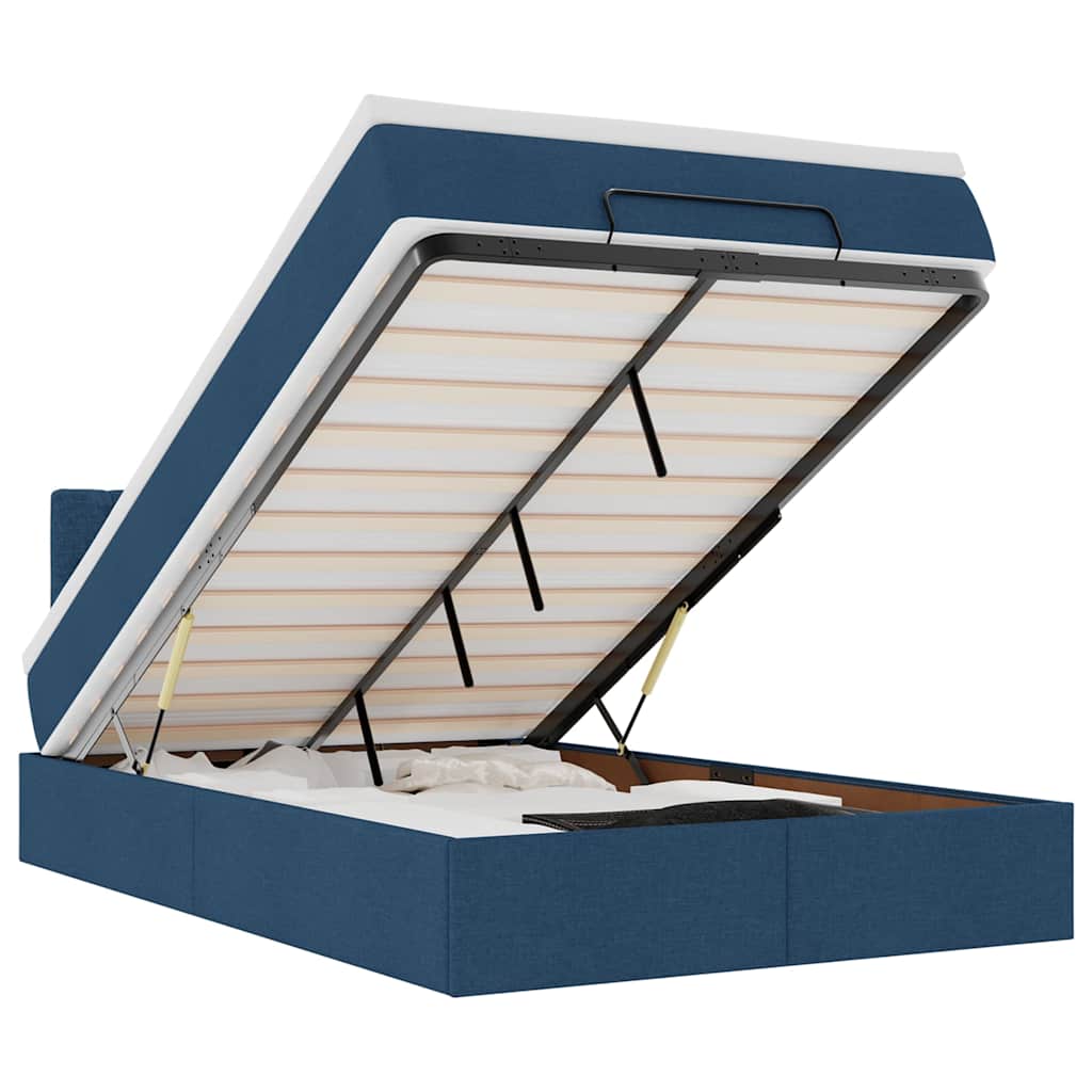 Otomanski krevet s madracem i LED plavi 120x200 cm tkanine