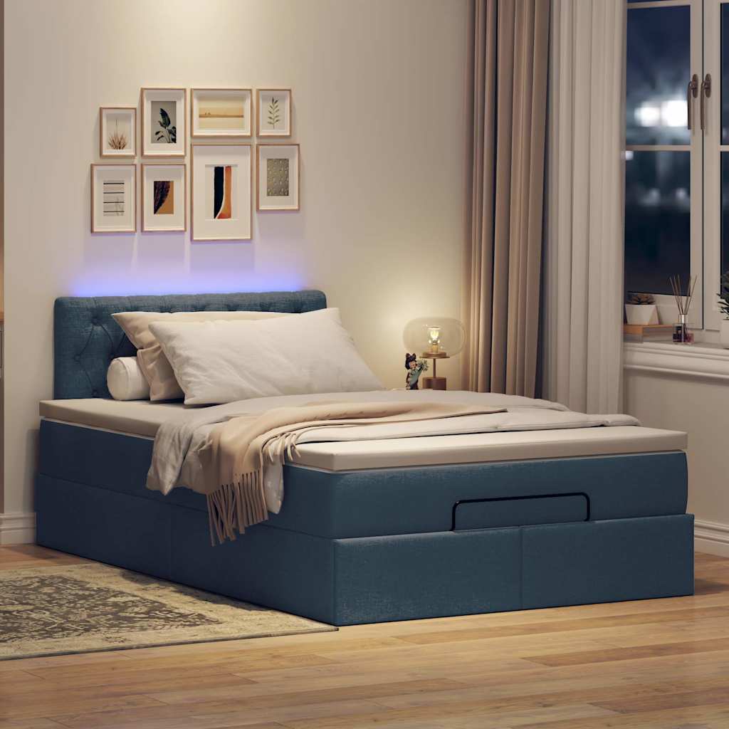 Otomanski krevet s madracem i LED plavi 120x200 cm tkanine