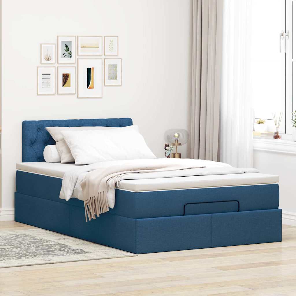 Otomanski krevet s madracem i LED plavi 120x200 cm tkanine