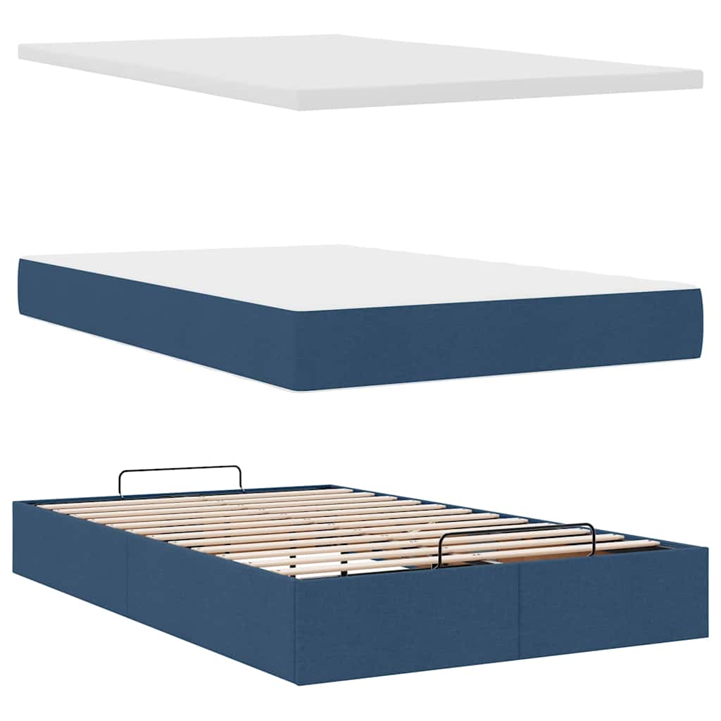 Otomanski krevet s madracem i LED plavi 120x200 cm tkanine
