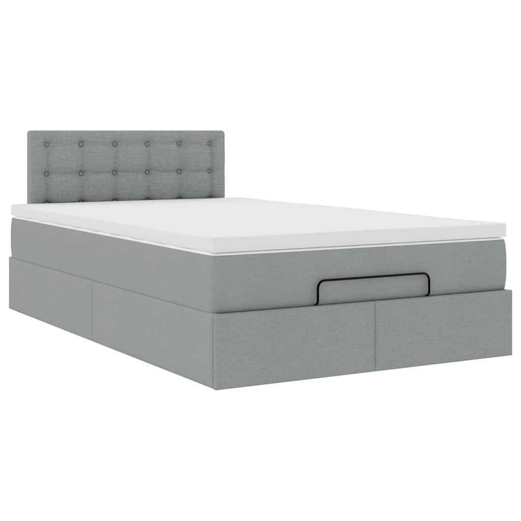 Otomanski krevet s madracem svjetlosivi 120x190 cm tkanine