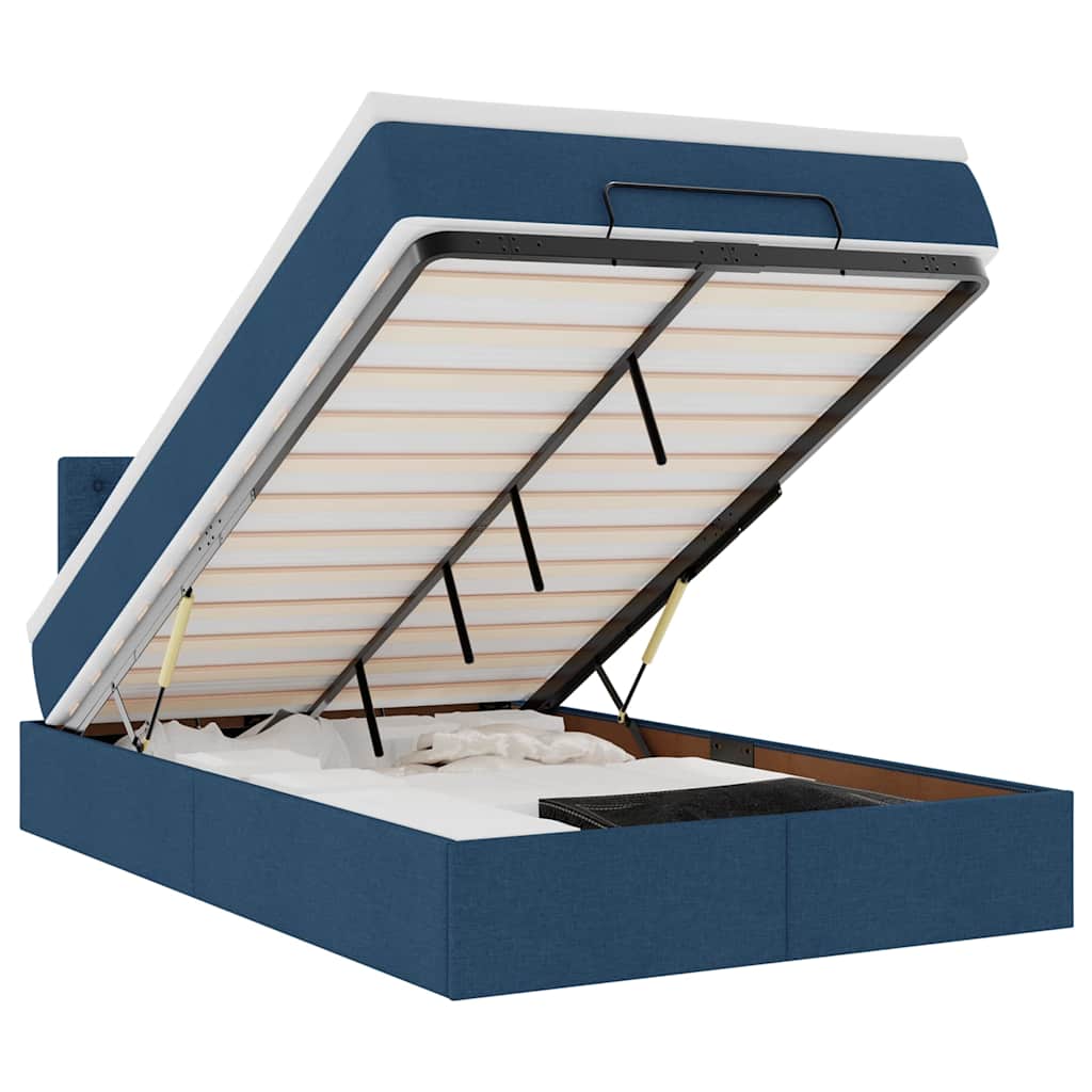 Otomanski krevet s madracem i LED plavi 120x200 cm tkanine