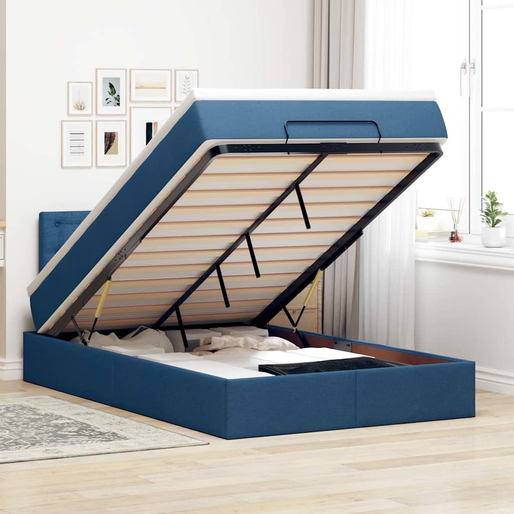 Otomanski krevet s madracem i LED plavi 120x200 cm tkanine