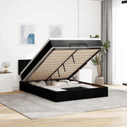 Otomanski krevet s madracem i LED crni 140x200 cm od tkanine